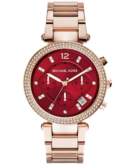 michael kors rose gold-tone parker watch|Michael Kors chronograph bracelet.